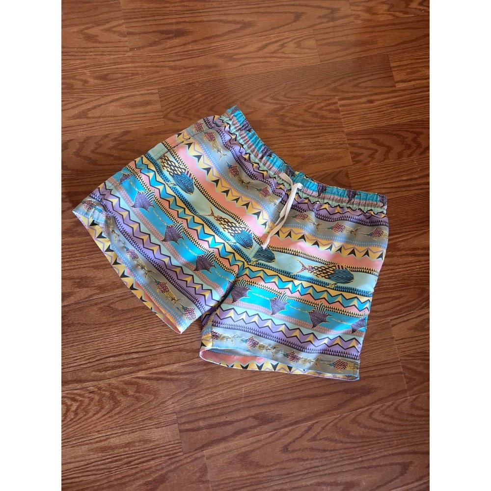 Chubbies Mens Swim Trunks Large Geometric Stingray Fish Print 5.5 Inseam Blue